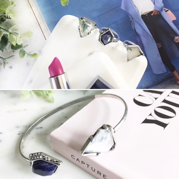 "Harlowe" Bracelet || Navy Crystal Pavé Cuff - Picture 6 of 10